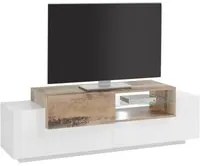 Mobile Porta Tv Moderno 160x40/45x51cm - ZENITH Colore: bianco laccato/ acero pereira