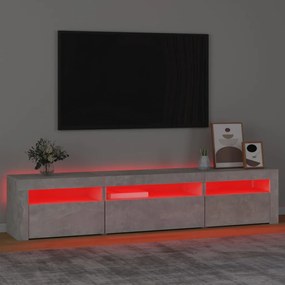 Mobile porta tv con luci led grigio cemento 195x35x40 cm