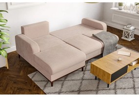 Divano angolare beige in velluto a coste (angolo sinistro) Beata - Ropez