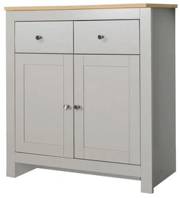 Cassettiera bassa in rovere decorato in colore grigio-naturale 79x81 cm Emerald - Støraa