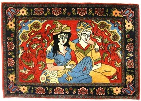 Sarouk Tappeto 100 x 70 Rosso (Iran) Annodato A Mano