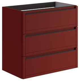 Mobile da bagno sospeso sotto lavabo L 79.5 x H 78 x P 45.5 cm rosso opaco, 3 cassetti TRATTO