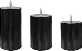 Set di 3 candele LED BRILLO LED/2xAA nere + telecomando