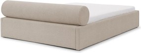 Letto matrimoniale imbottito beige con contenitore con rete inclusa 180x200 cm Cille – Ropez