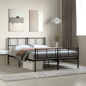 Giroletto Senza Materaso Con Pediera İn Metallo Nero 160x200 Cm /