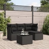 Set Divani da Giardino 5 pz con Cuscini in Polyrattan Nero 3249384