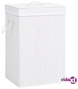 vidaXL Cesto Portabiancheria in Bambù a Sezione Singola Bianco