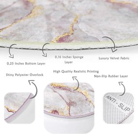 Tappeto rotondo rosa chiaro/dorato lavabile ø 100 cm Marble – Mila Home