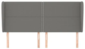 Testiera ad orecchio grigioscuro 203x23x118/128cm in tessuto