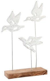 Statua Decorativa DKD Home Decor Marrone Bianco Ferro Legno di mango Uccelli (32 x 10 x 51 cm)