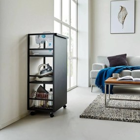 Carrello portaoggetti nero in metallo 42x84,5x32 cm Tower – YAMAZAKI