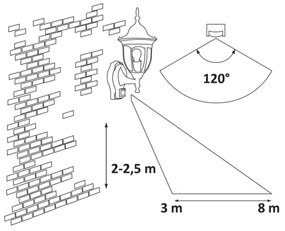 Rabalux 7837 - Applique da esterno con sensore MILANO 1xE27/60W/230V IP43 nero