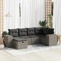 Set Divano da Giardino 6 pz con Cuscini Grigio in Polyrattan 3325686