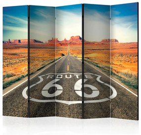 Paravento design Route 66 II (5 parti) - Strada nel deserto