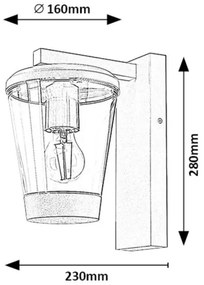Rabalux 7266 - Lampada da parete esterna SAVANO 1xE27/40W/230V IP44
