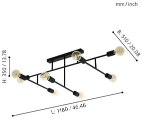 Eglo 98035 - Lampadario fisso BELSIANA 8xE27/40W/230V nero