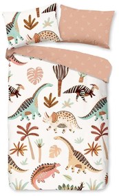 Set copripiumino e federa da bambini marrone/beige in cotone per culla 100x135 cm Dino – Good Morning