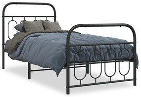 Giroletto Con Testiera E Pediera Metallo Nero 90x190 Cm /