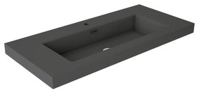 Lavabo da incasso con bordo a vista d'appoggio bacino al centro rettangolare Nantes L 101 x H 6 x P 46 cm in resina cenere