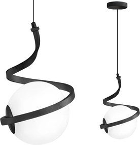 LAMPADA A SOSPENSIONE A SPIRALE CON SFERA IN VETRO APP1732-1CP BLACK