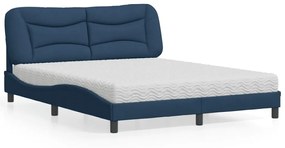Letto Con Materasso Blu 160x200 Cm İn Tessuto /