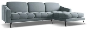 Divano angolare azzurro (con penisola a destra) con rivestimento in velluto Nalu – Makamii