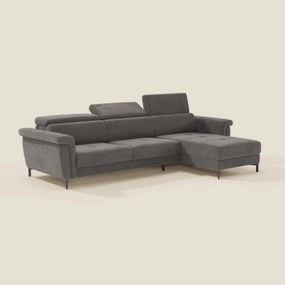 Capri Divano letto angolare con penisola contenitore e poggiatesta reclinabili - elegante tessuto smacchiabile T30