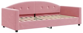 Divano letto estraibile con cassetti rosa 90x200 cm velluto
