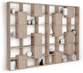 Libreria a parete XL Iacopo con ante (236,4 x 321,6 cm), Quercia