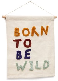 Kave Home - Tappezzeria murale Zelda cotone bianco con lettere ricamato multicolore 40 x 50 cm