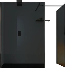 Box doccia walk-in Wens, vetro fumè 6 mm, H 200 cm, profilo nero