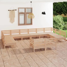 Set Salotto da Giardino 12 pz in Legno Massello di Pino