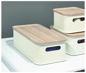 Scatola portaoggetti bianca con coperchio in paulownia Legno manico, 21,3 x 43 cm Eco - iDesign