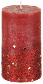 Candela glitter rosso 12x7 cm