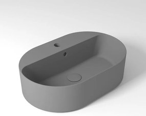 Lavabo da appoggio OLYMPIA CERAMICA Open ovale in ceramica L 60 x H 17 x P 40 cm grigio piletta non inclusa