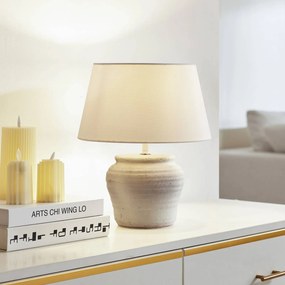 Lampada da tavolo Aelith Lindby, Bianco / Opale, Soggiorno / Sala da pranzo, Tessuto / Stoffa / Seta, Campagna / Rustiche, Lampada da tavolo