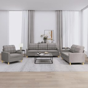 Set Di Divani 3 Pz Con Cuscini Tortora İn Tessuto /