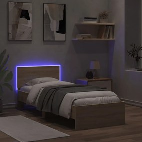 Giroletto con testiera e led rovere sonoma 75x190 cm