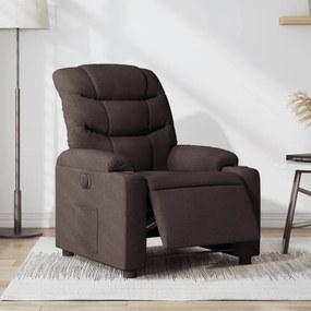 Poltrona Elettrica Reclinabile Marrone Scuro İn Tessuto /