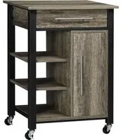 EasyComfort Carrello da Cucina Portavivande con Ruote, Legno Truciolato, 60x50x84.5cm, Marrone