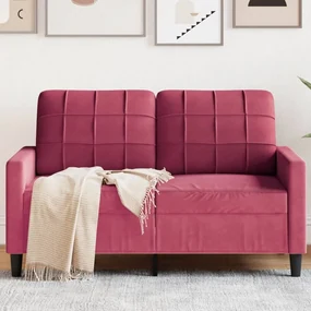 Divano A 2 Posti Rosso Vino 120 Cm İn Velluto /