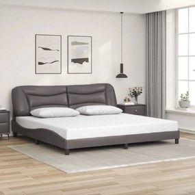Giroletto Con Testiera Grigio 200x200 Cm İn Similpelle /