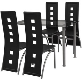 Set sala da pranzo 5 pezzi nero
