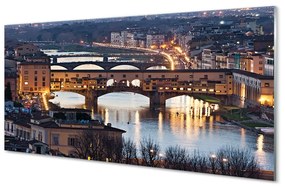 Quadro vetro Italia ponti notte fiume 100x50 cm
