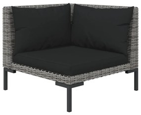 Set divani da giardino 14pz con cuscini polyrattan grigio scuro