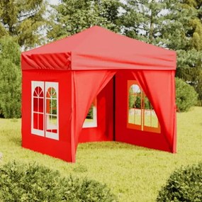 Tenda per Feste Pieghevole con Pareti Laterali Rosso 2x2 m