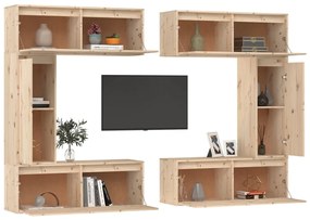Mobili porta tv 6 pz in legno massello di pino