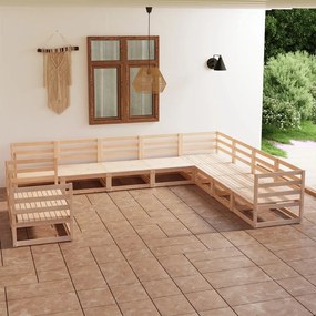 Set divani da giardino 10 pz in legno massello di pino