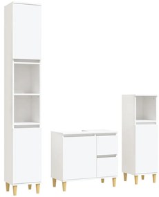 Set di mobili da bagno 3 pz bianco in legno multistrato