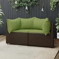 Divani Angolari da Giardino con Cuscini 2pz Polyrattan Marrone 319838